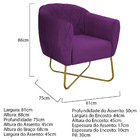 Kit 02 Poltronas Grazi Base X Dourada Suede - Doce Sonho Móve