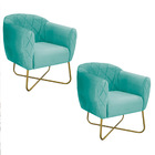 Kit 02 Poltronas Grazi Base X Dourada Suede - Doce Sonho Móve