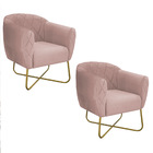 Kit 02 Poltronas Grazi Base X Dourada Suede - Doce Sonho Móve