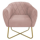 Kit 02 Poltronas Grazi Base X Dourada Suede - Doce Sonho Móve