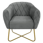 Kit 02 Poltronas Grazi Base X Dourada Suede - Doce Sonho Móve