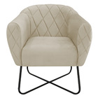 Kit 02 Poltronas Grazi Base X Preta Linho - Doce Sonho Móveis