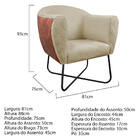 Kit 02 Poltronas Grazi Base X Preta Sintético Nozes Linho - A