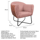 Kit 02 Poltronas Grazi Base X Preta Sintético Nozes Linho - A