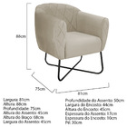 Kit 02 Poltronas Grazi Base X Preta Suede - Doce Sonho Móveis