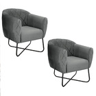 Kit 02 Poltronas Grazi Base X Preta Suede - Doce Sonho Móveis