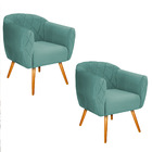 Kit 02 Poltronas Grazi Pés Palito Linho - Doce Sonho Móveis -