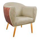 Kit 02 Poltronas Grazi Pés Palito Sintético Nozes Linho - Doc