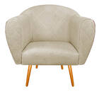 Kit 02 Poltronas Grazi Pés Palito Sintético Nozes Linho - Doc