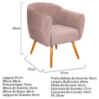 Kit 02 Poltronas Grazi Pés Palito Suede - Doce Sonho Móveis -