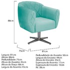 Kit 02 Poltronas Helena Base Giratória De Metal Suede Azul Ti