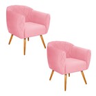 Kit 02 Poltronas Helena Palito Mel Suede Rosa Bebê - Amarena
