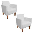 Kit 02 Poltronas Jade Corino Branco Pes Chanfrado Castanho  M