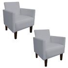 Kit 02 Poltronas Jade Corino Cinza Pes Chanfrado Tabaco  M11