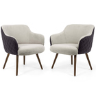 Kit 02 Poltronas Jade Pés Palito Corano Marrom Escuro/suede A