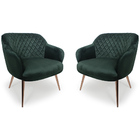 Kit 02 Poltronas Jade Pés Palito Rosê Gold Veludo Verde - Cas