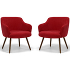 Kit 02 Poltronas Jade Pés Palito Suede Vermelho - Casaepoltro