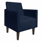 Kit 02 Poltronas Jade Suede Azul Marinho Pes Chanfrado Tabaco