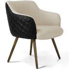 Kit 02 Poltronas Jade Tressê Pés Palito Corano Preto/linho Be