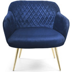 Kit 02 Poltronas Jade Tressê Pés Palito Gold Veludo Azul - Ne