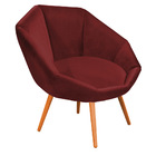 Kit 02 Poltronas Jaspe Veludo Marsala Pés Palito Castanho - D