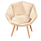 Kit 02 Poltronas Jaspe Veludo Perola Pés Palito Castanho - D'