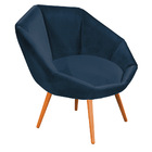 Kit 02 Poltronas Jaspe Veludo Pés Palito Castanho - D'rossi -