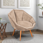 Kit 02 Poltronas Jaspe Veludo Pés Palito Castanho - D'rossi -