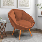 Kit 02 Poltronas Jaspe Veludo Pés Palito Castanho - D'rossi -