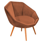 Kit 02 Poltronas Jaspe Veludo Pés Palito Castanho - D'rossi -