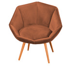 Kit 02 Poltronas Jaspe Veludo Pés Palito Castanho - D'rossi -