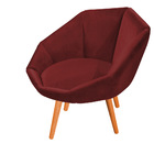 Kit 02 Poltronas Jaspe Veludo Pés Palito Castanho - D'rossi -