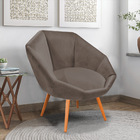 Kit 02 Poltronas Jaspe Veludo Pés Palito Castanho - D'rossi -