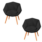 Kit 02 Poltronas Jaspe Veludo Pés Palito Castanho - D'rossi -