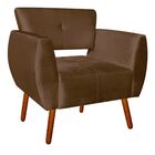 Kit 02 Poltronas Josy Acetinado Marrom Pés Palito Castanho D'