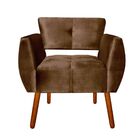 Kit 02 Poltronas Josy Acetinado Marrom Pés Palito Castanho D'