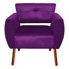 Kit 02 Poltronas Josy Acetinado Roxo Pés Palito Castanho D'ro