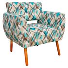 Kit 02 Poltronas Josy Estampado Traçado Azul D33 Pés Palito C