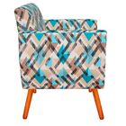 Kit 02 Poltronas Josy Estampado Traçado Azul D33 Pés Palito C