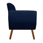 Kit 02 Poltronas Josy Suede Azul Marinho Pés Palito Castanho