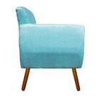 Kit 02 Poltronas Josy Suede Azul Turquesa Pés Palito Castanho