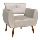 Kit 02 Poltronas Josy Suede Bege Pés Palito Castanho Drossi