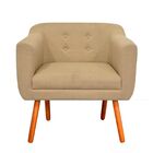 Kit 02 Poltronas Julia Linho Palha A32 Pés Palito Castanho D'