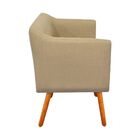 Kit 02 Poltronas Julia Linho Palha A32 Pés Palito Castanho D'