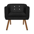 Kit 02 Poltronas Julia Preto Strass Pés Palito Castanho