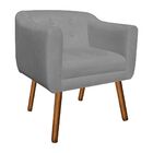 Kit 02 Poltronas Julia Suede Grafite Pés Palito Castanho D01