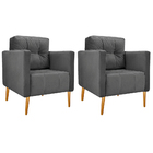 Kit 02 Poltronas Juliete Pés Palito Linho - Amarena Móveis -