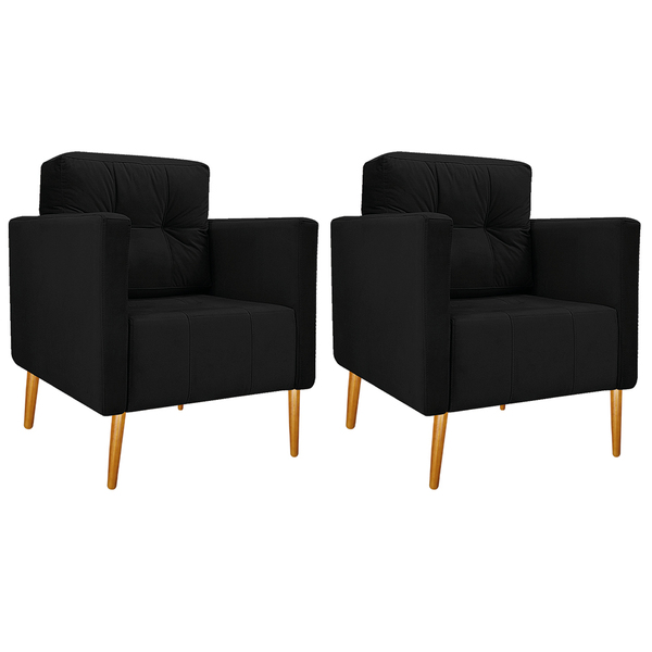 Kit 02 Poltronas Juliete Pés Palito Suede - Amarena Móveis -