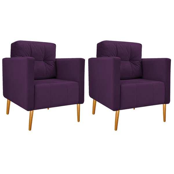 Kit 02 Poltronas Juliete Pés Palito Suede - Amarena Móveis -