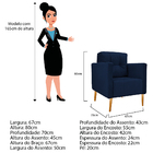 Kit 02 Poltronas Juliete Pés Palito Suede - Doce Sonho Móveis